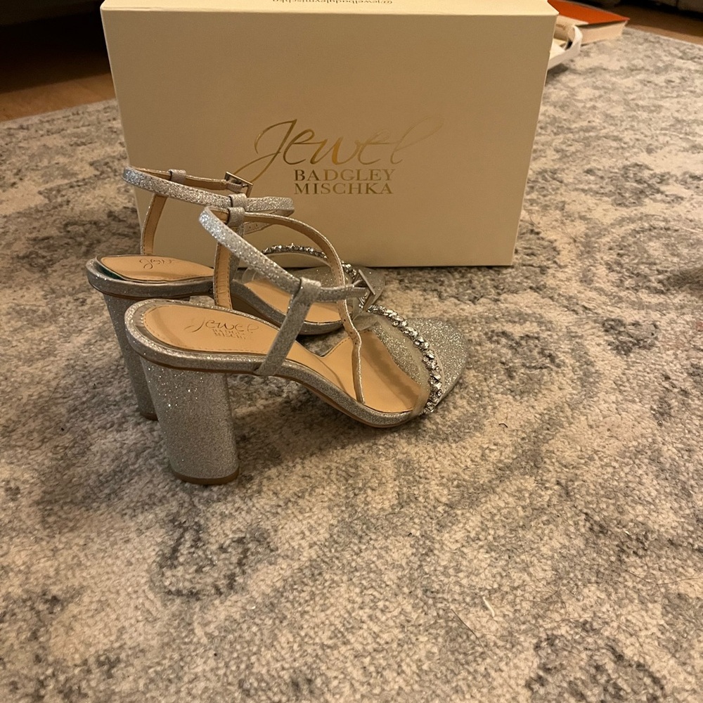 Badgley Mischka Glittering Silver Heels